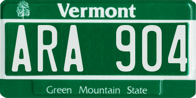 VT license plate ARA904