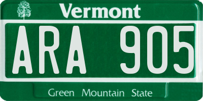 VT license plate ARA905