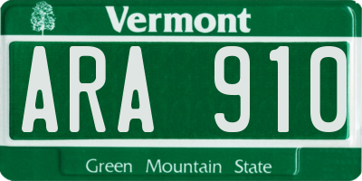VT license plate ARA910