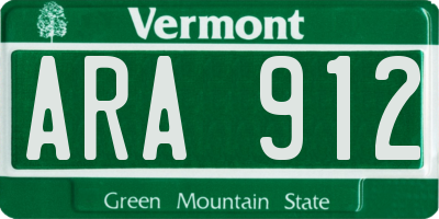 VT license plate ARA912