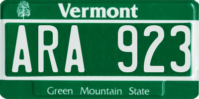 VT license plate ARA923