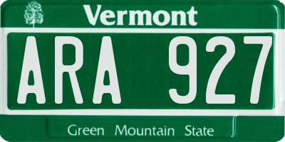 VT license plate ARA927