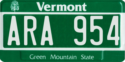 VT license plate ARA954