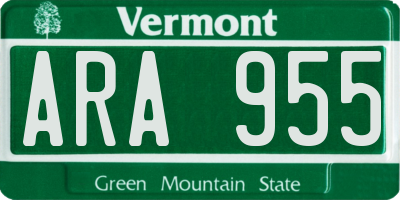 VT license plate ARA955