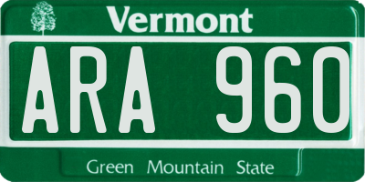 VT license plate ARA960