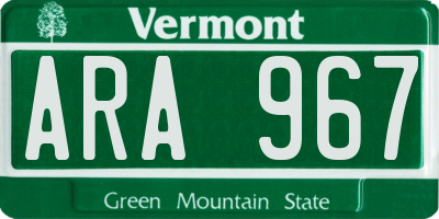 VT license plate ARA967
