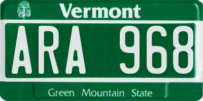 VT license plate ARA968