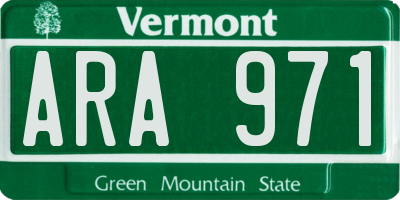 VT license plate ARA971