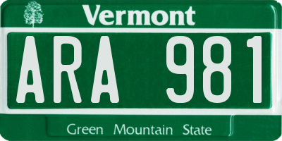 VT license plate ARA981