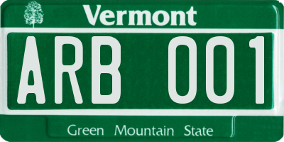 VT license plate ARB001