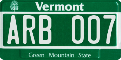 VT license plate ARB007