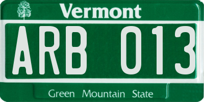 VT license plate ARB013