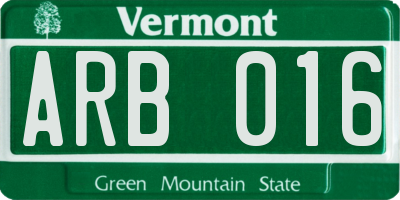 VT license plate ARB016