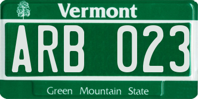 VT license plate ARB023