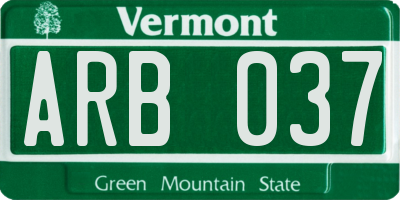 VT license plate ARB037