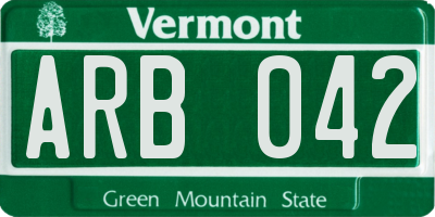 VT license plate ARB042
