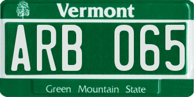 VT license plate ARB065