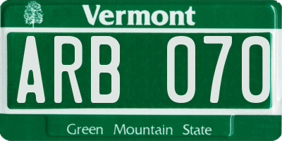 VT license plate ARB070