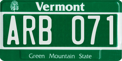 VT license plate ARB071