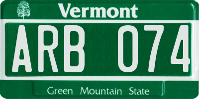 VT license plate ARB074