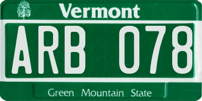 VT license plate ARB078