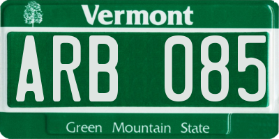 VT license plate ARB085
