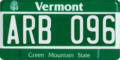 VT license plate ARB096