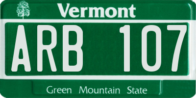 VT license plate ARB107