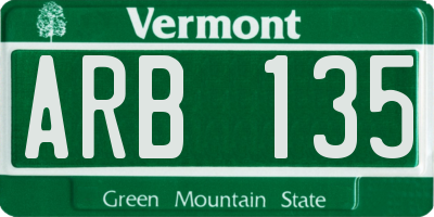 VT license plate ARB135