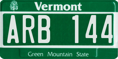VT license plate ARB144