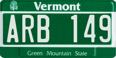 VT license plate ARB149
