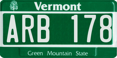 VT license plate ARB178