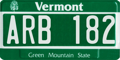VT license plate ARB182