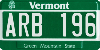 VT license plate ARB196