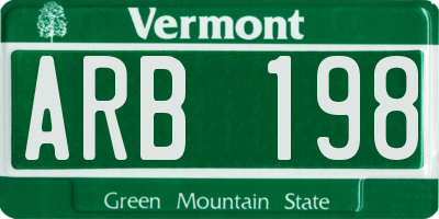 VT license plate ARB198