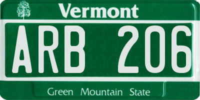 VT license plate ARB206