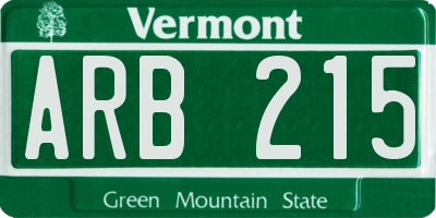 VT license plate ARB215