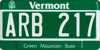 VT license plate ARB217