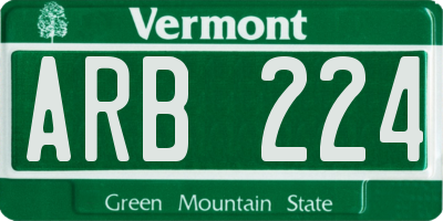 VT license plate ARB224