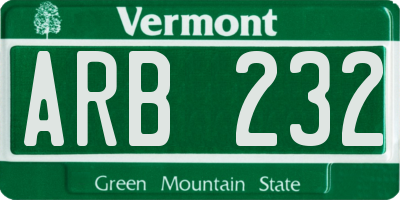 VT license plate ARB232
