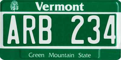 VT license plate ARB234