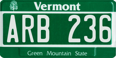 VT license plate ARB236