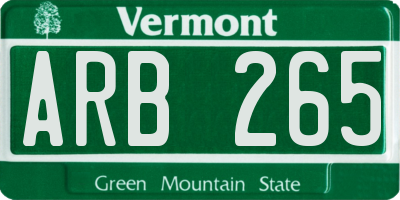 VT license plate ARB265
