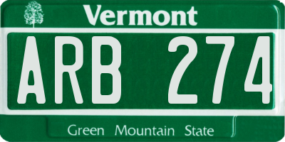 VT license plate ARB274