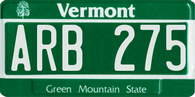VT license plate ARB275
