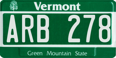 VT license plate ARB278