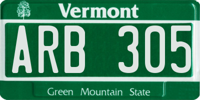 VT license plate ARB305