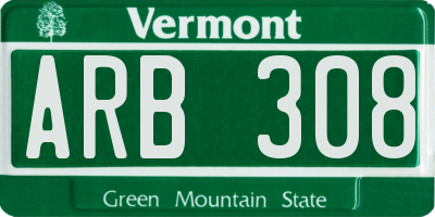 VT license plate ARB308