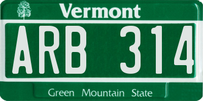 VT license plate ARB314