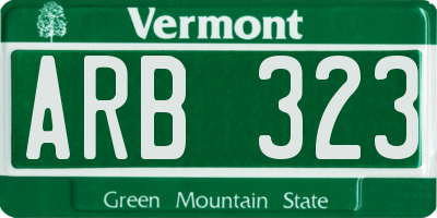 VT license plate ARB323